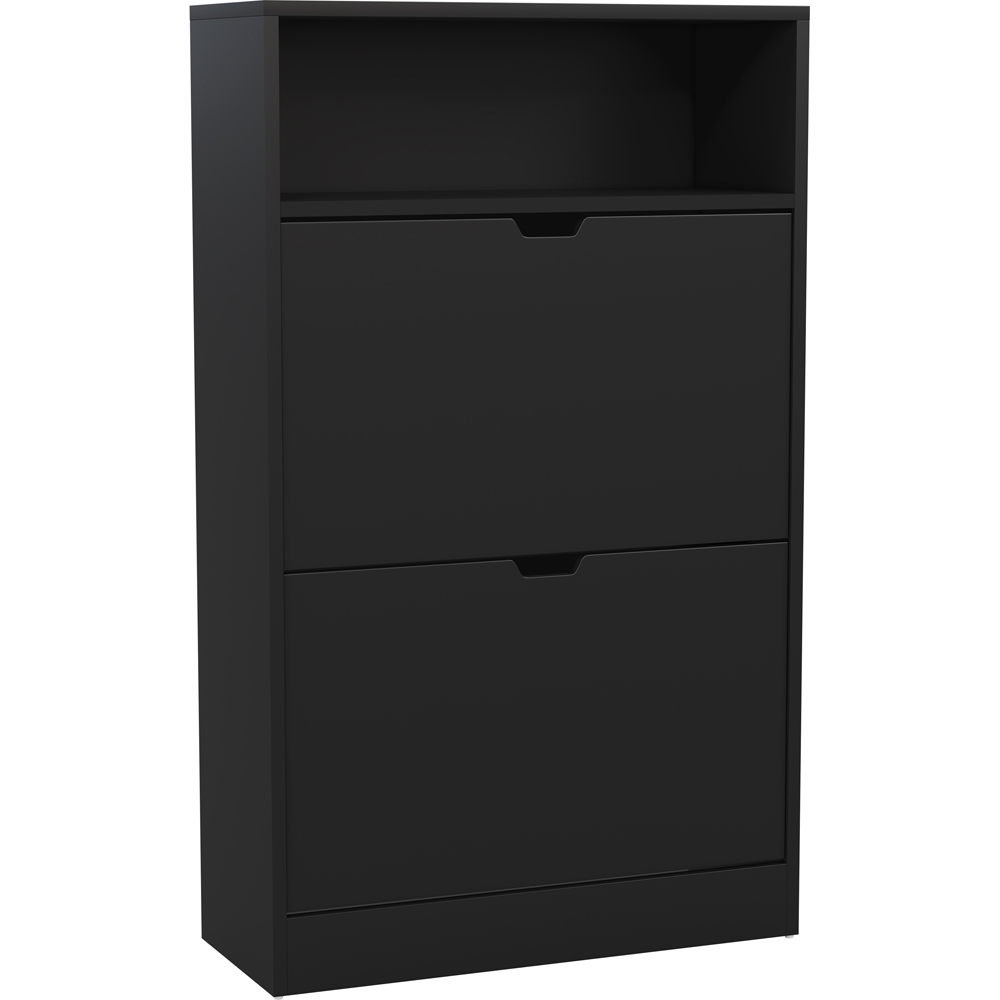 VIDA DESIGNS 2 Drawer Single Shelf Black Shoe Cabinet Image 2