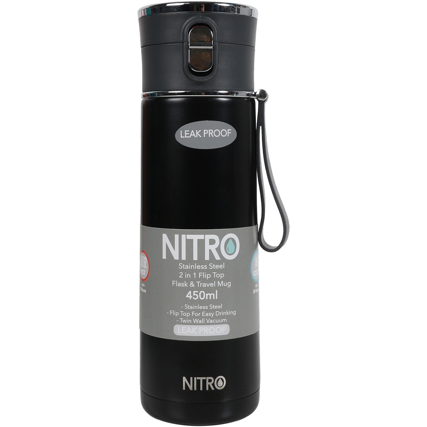 Nitro 450ml Flip Top Flask - Black Image