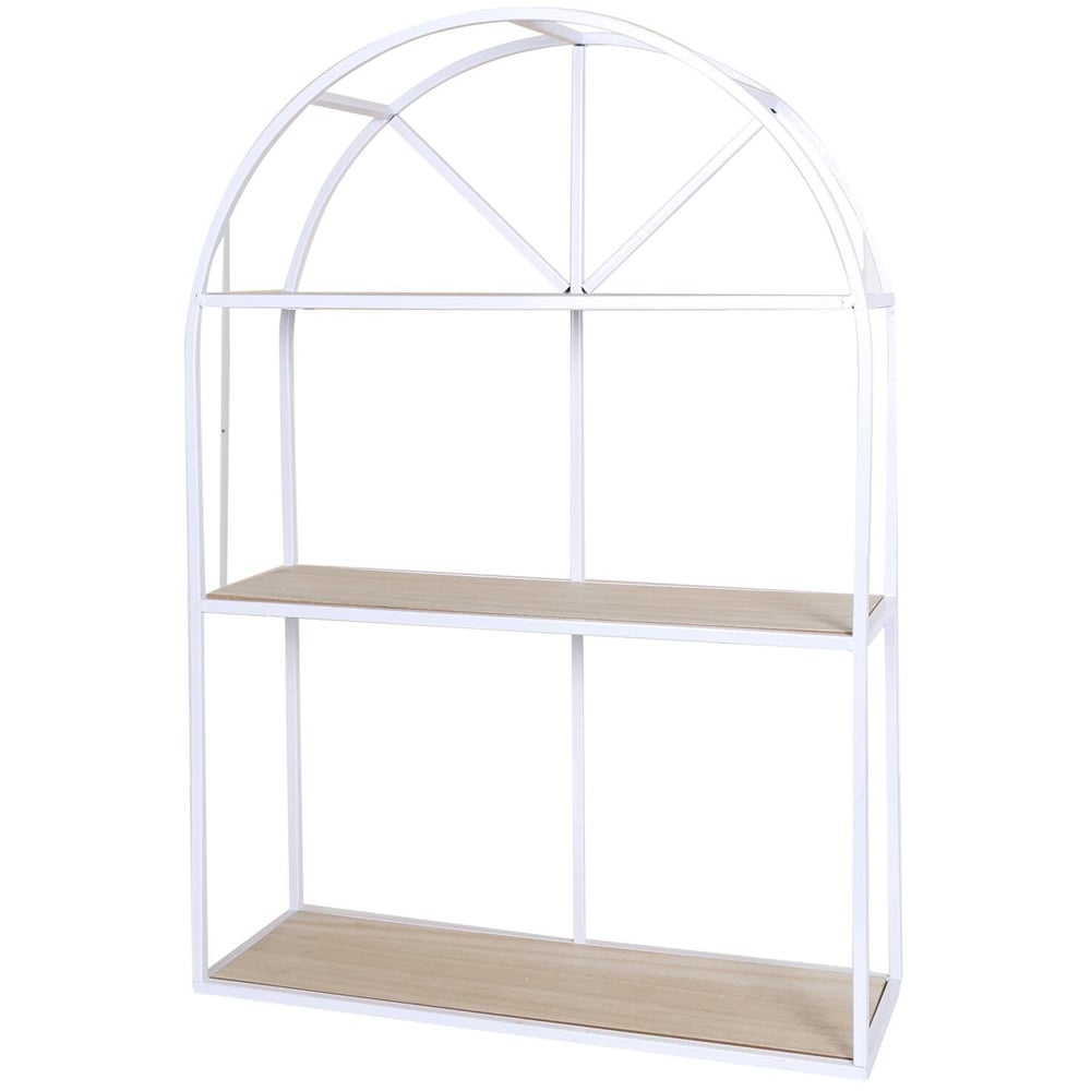White 3 Tier Metal Arch Wall Mounted Shelf Image 2