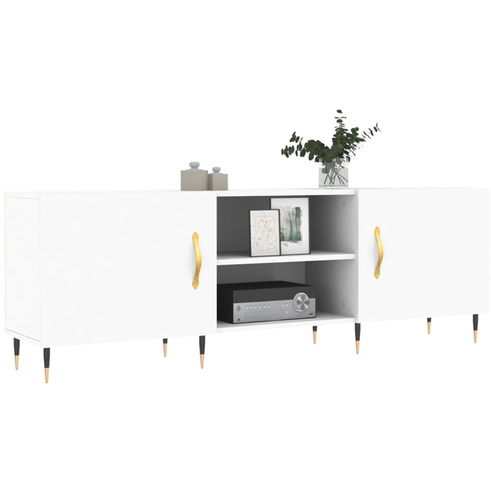 vidaXL 2 Door 2 Shelf White TV Cabinet Image 3