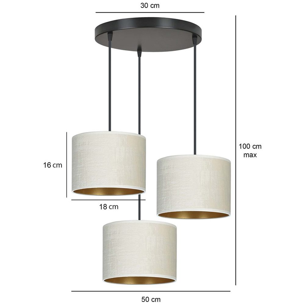 Emibig Hilde 3 Light White Shade Black E27 Ceiling Pendant Light Image 9