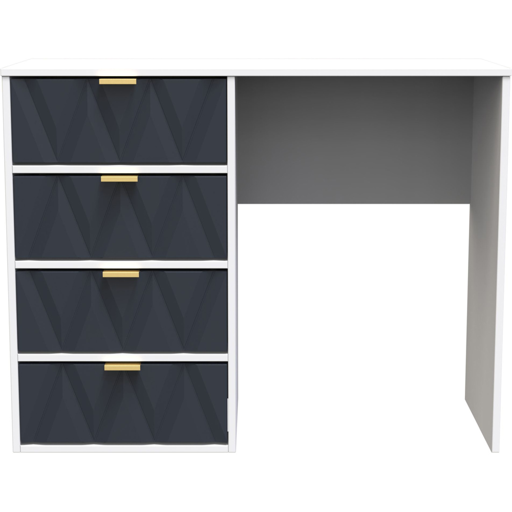 Crowndale Diamond Ready Assembled 4 Drawer Vanity Desk Matt Indigo and White Image 3