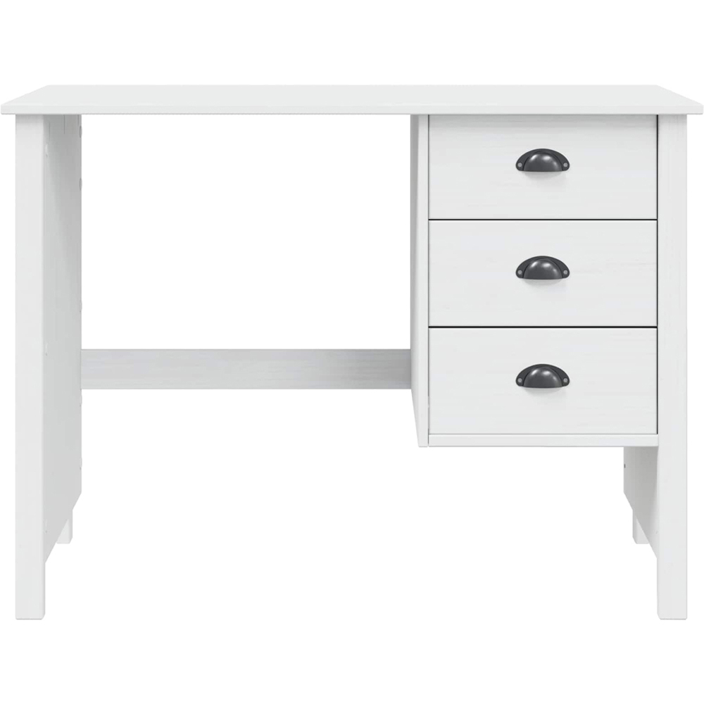vidaXL Hill 3 Drawer Compact Pine Wood Home Desk White Image 5