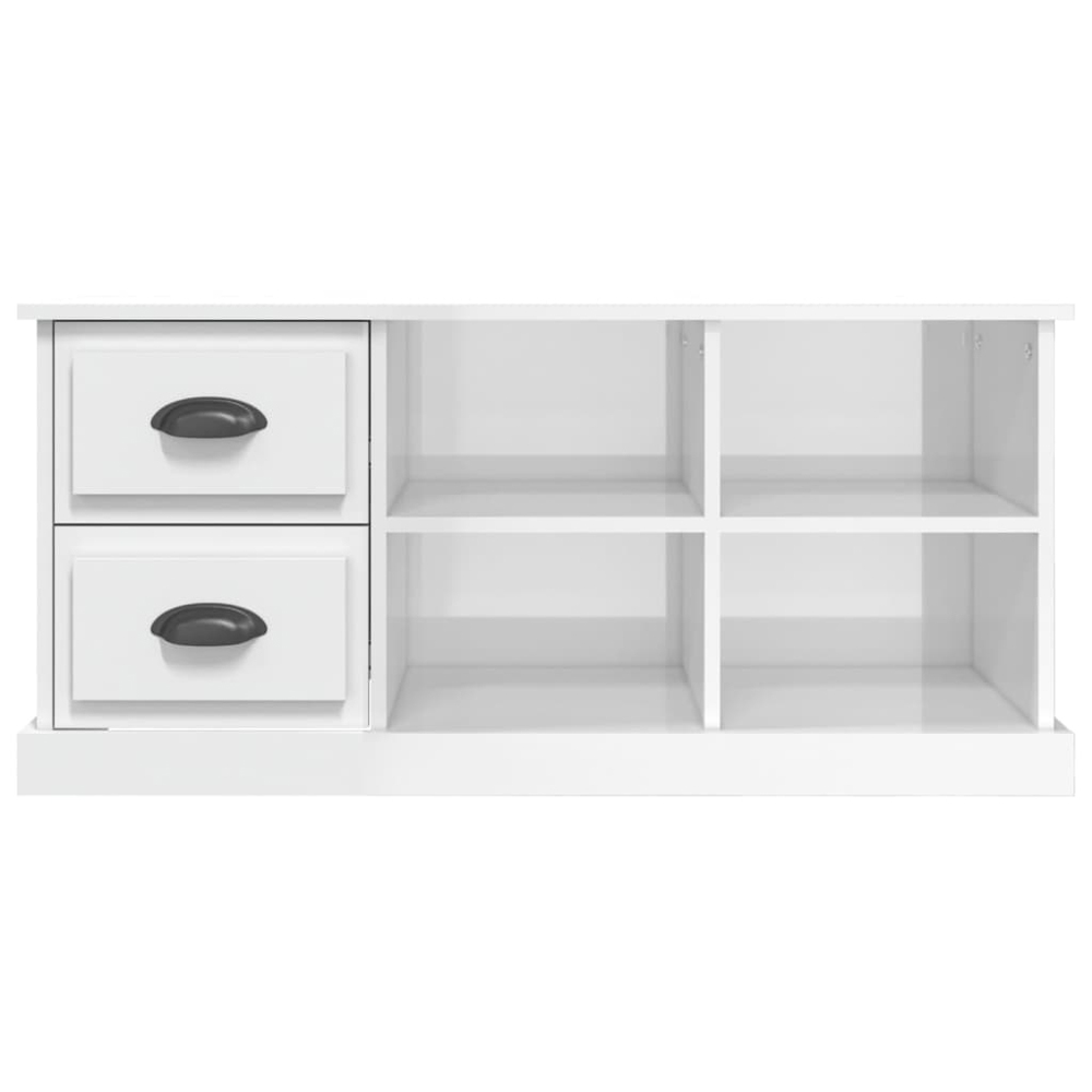 vidaXL 2 Drawer 4 Shelf High Gloss White TV Cabinet Image 6