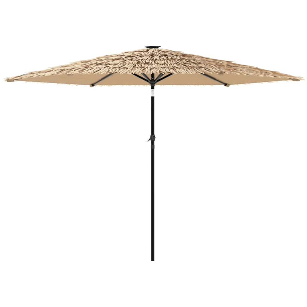 vidaXL Brown LED Light Straw Top Garden Parasol with Steel Pole 2.8m Image 5