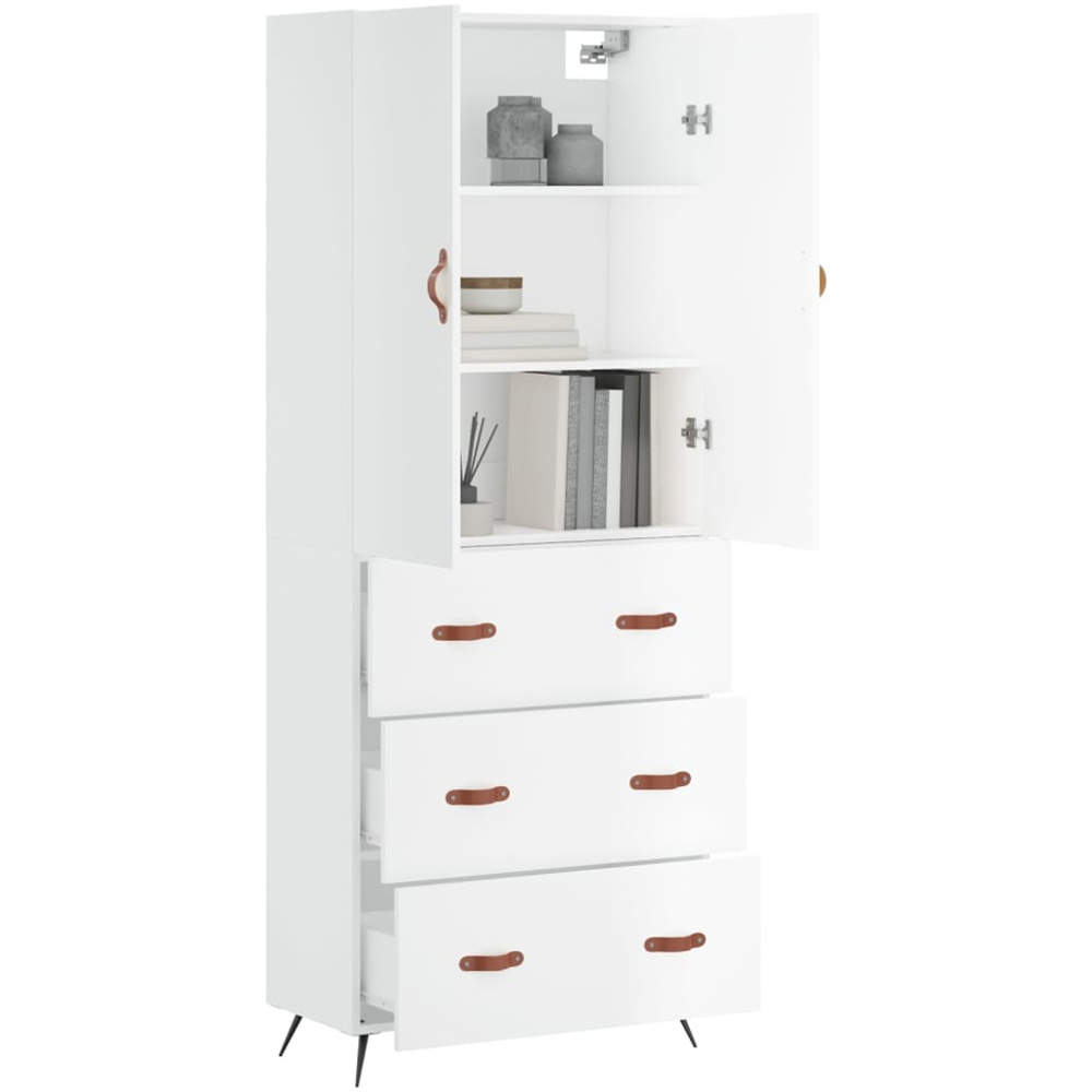 vidaXL 2 Door 3 Drawer White Tall Highboard Image 3