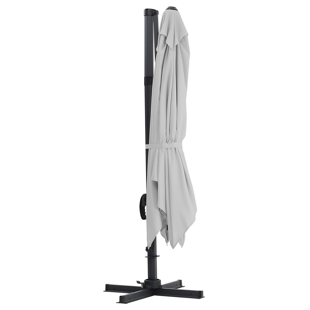 Living and Home Grey Square Rotating Tilt Cantilever Parasol with Cross Base 3m Image 8