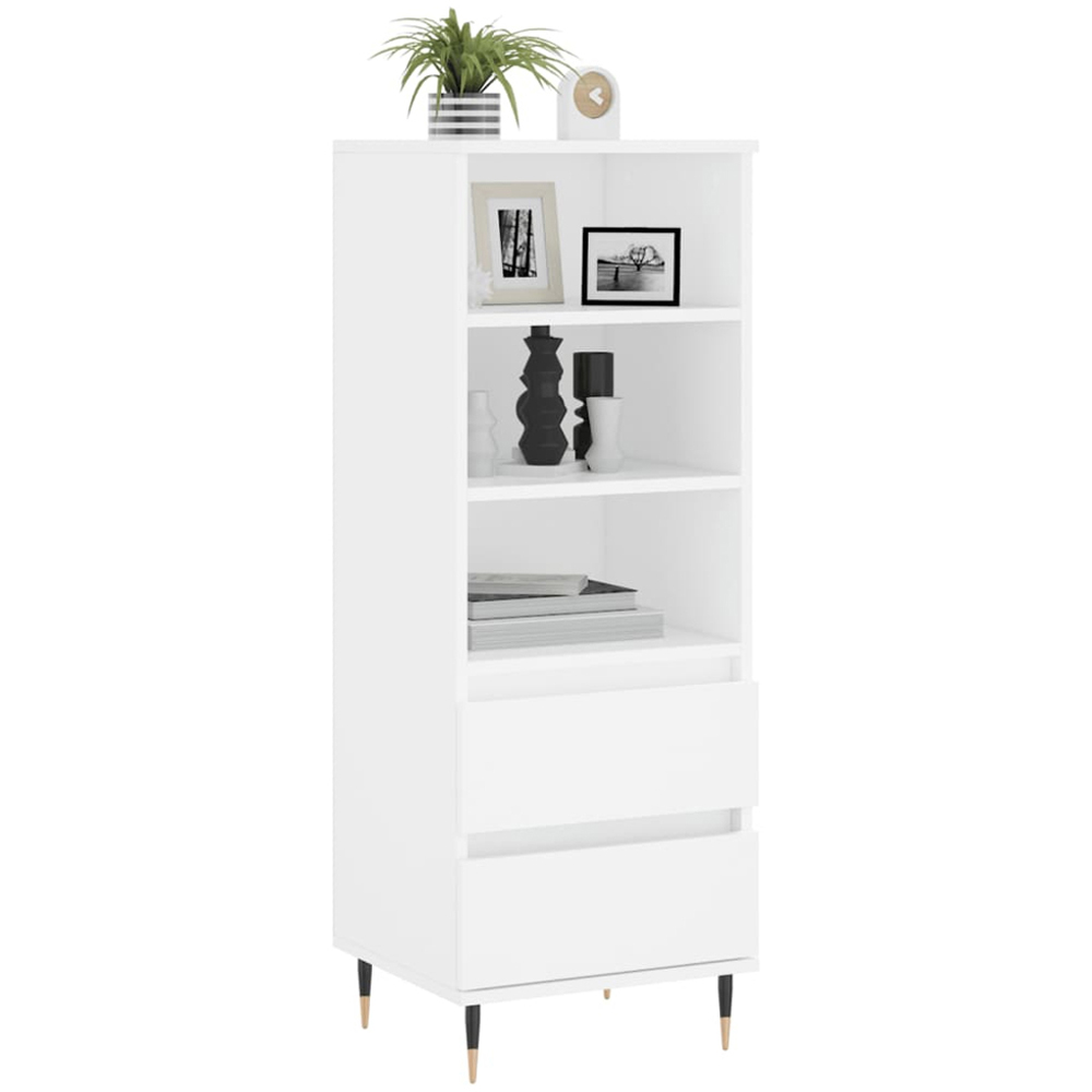 vidaXL 2 Drawer 3 Shelf White Highboard Image 3