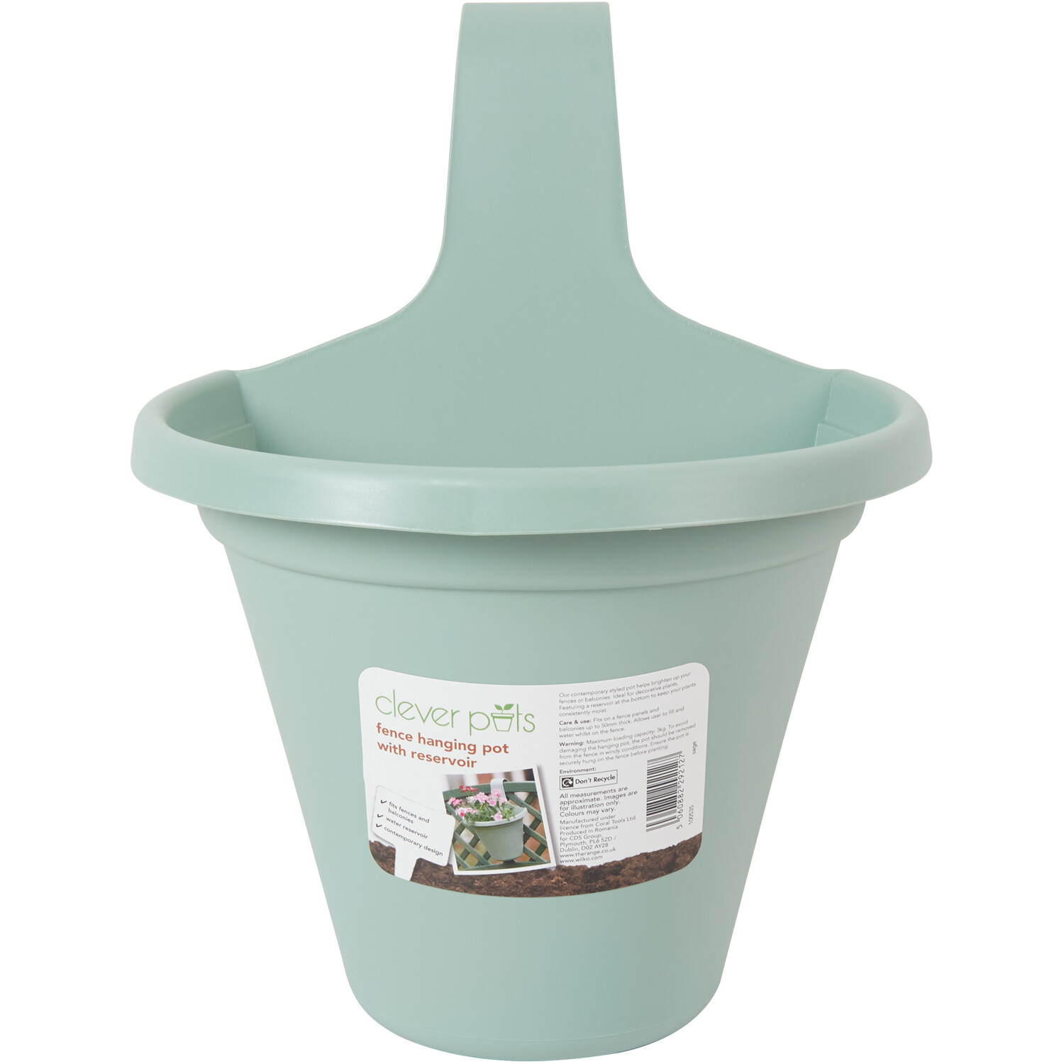 Clever Pots Hang Pot With Reservoir Sage Image 1