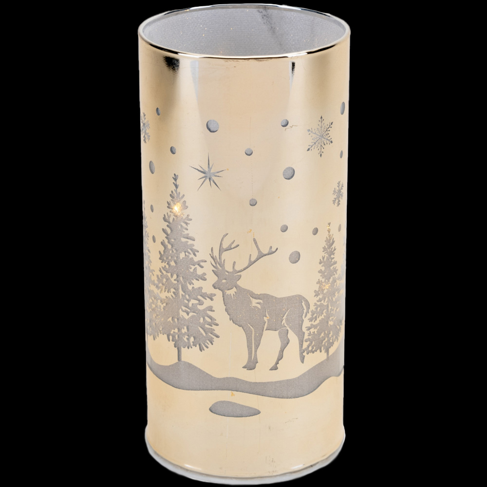 The Christmas Gift Co LED Glass Tube Reindeer Scene 17cm Image 1