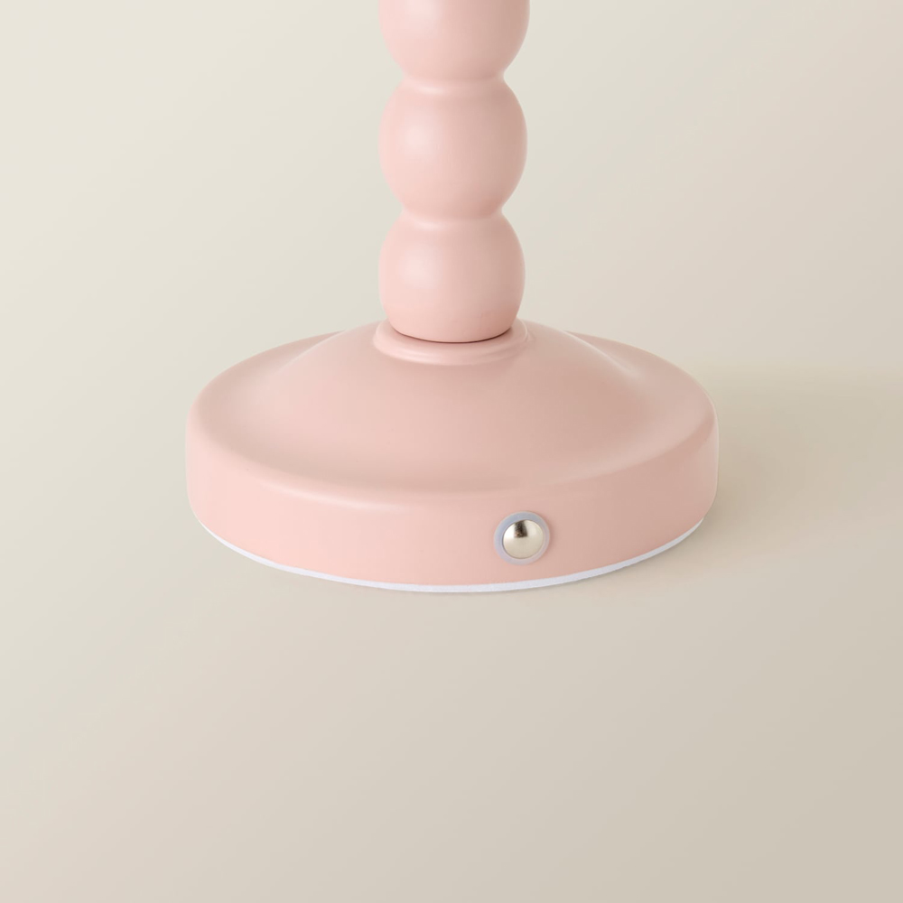 ValueLights Bobble Pink Scallop Shade Pink Wooden LED Table Lamp Image 4