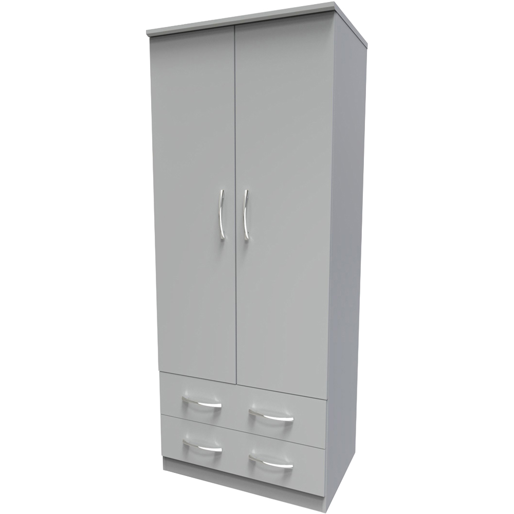 Crowndale Avon 2 Door 2 Drawer Dusk Grey Wardrobe Ready Assembled Image 3