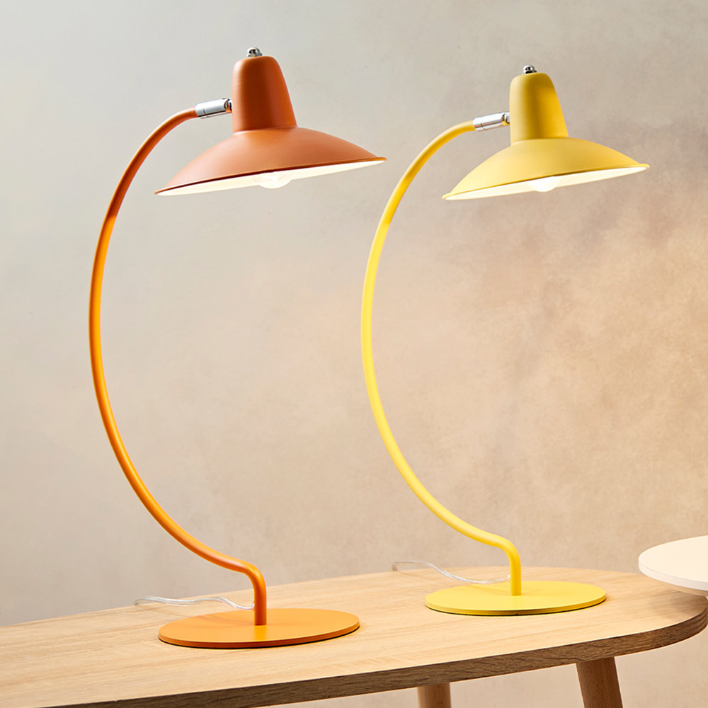 The Lighting and Interiors Orange Charlie Curved Desk Lamp Image 2