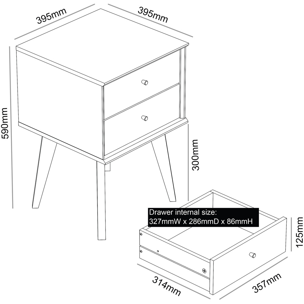 GFW Buckfast 2 Drawer Pearl White Side Table Image 8