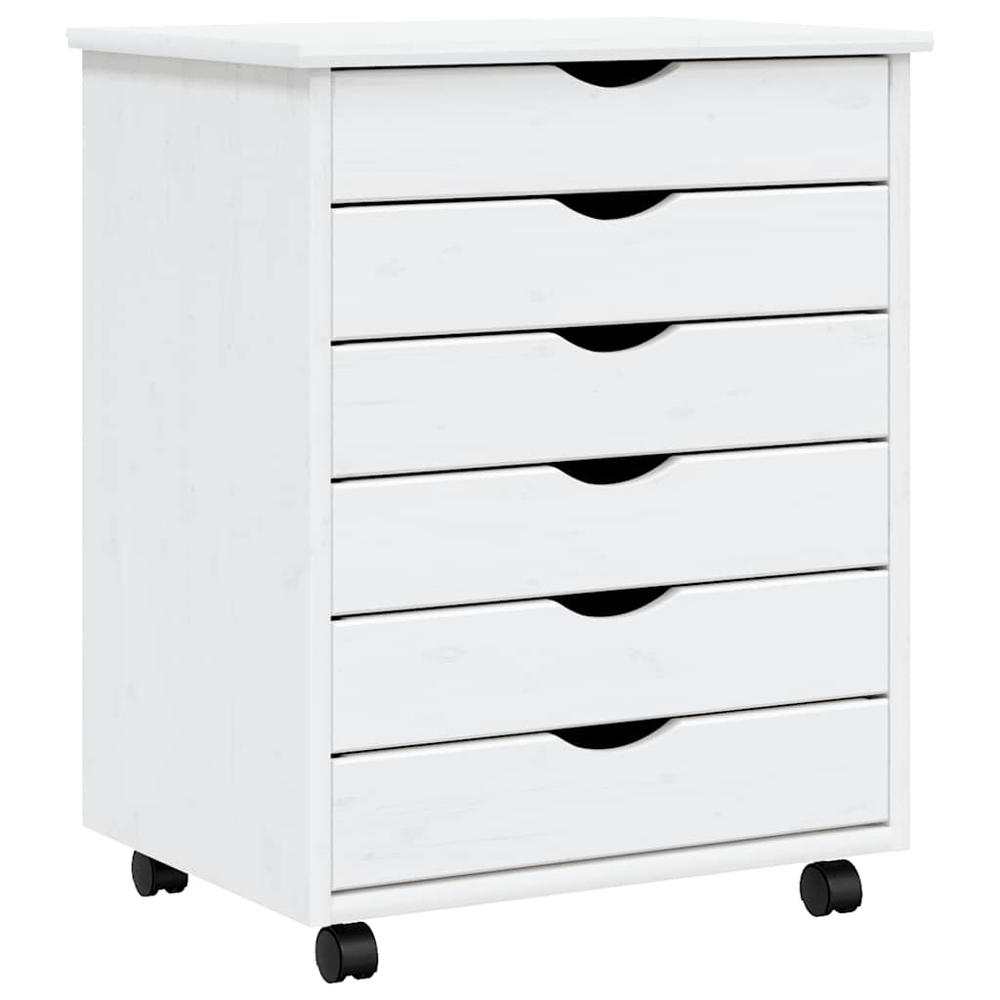 vidaXL Moss 6 Drawer White Solid Pine Mobile Chest of Drawers Image 2