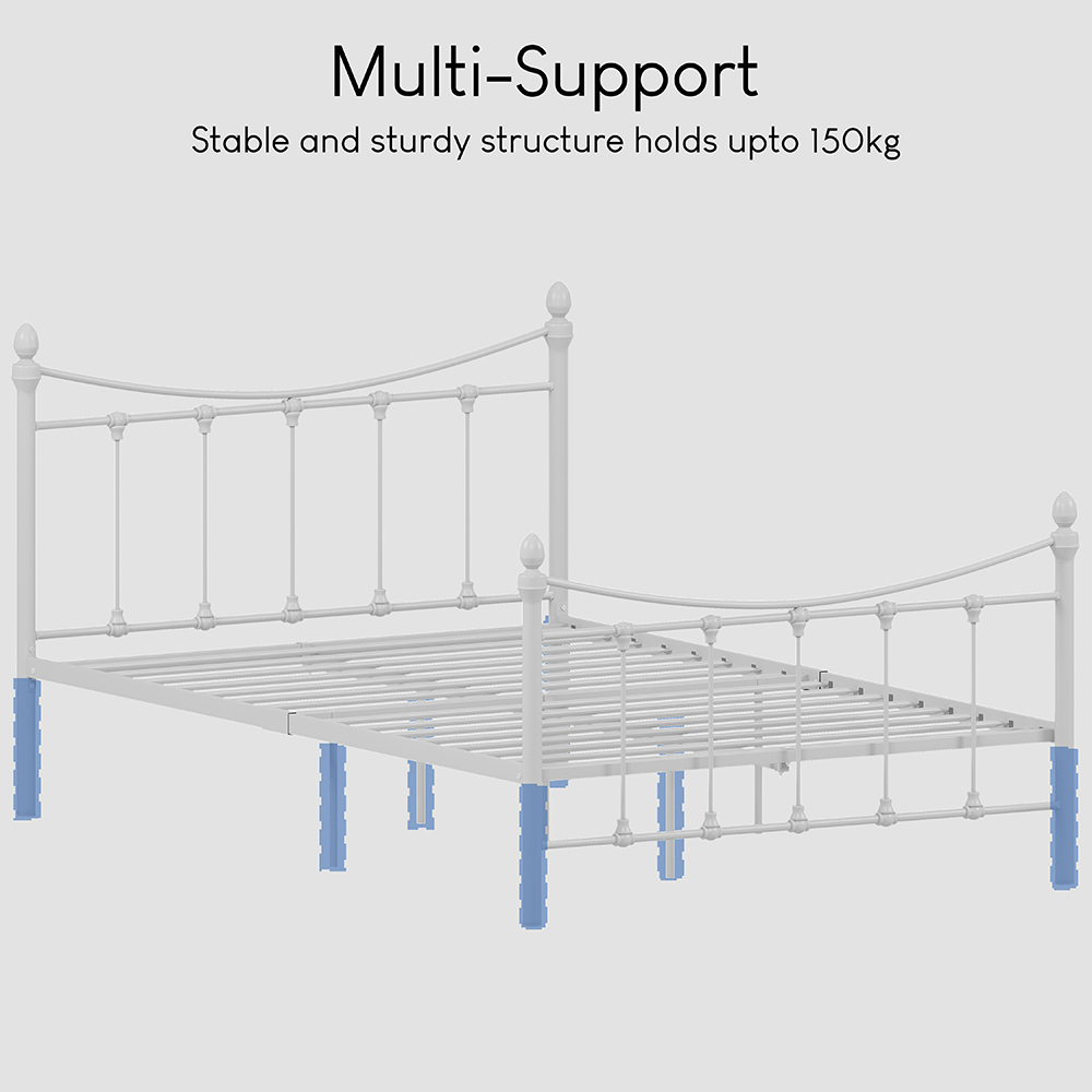 Vida Designs Paris Small Double White Metal Bed Frame Image 5