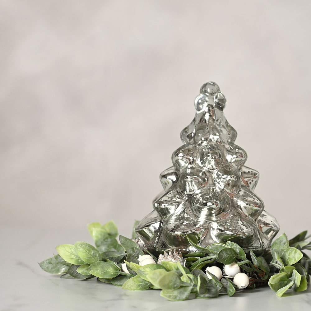 The Christmas Gift Co Silver Recycled Glass Christmas Tree Ornament Image 2