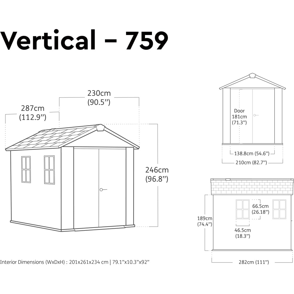 Keter Newton Plus 7.5 x 9ft Grey Steel Double Wall Shed Image 8