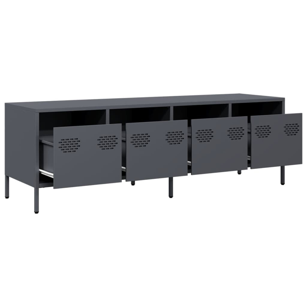vidaXL 4 Drawer Anthracite Cold-Rolled Steel TV Cabinet Image 3