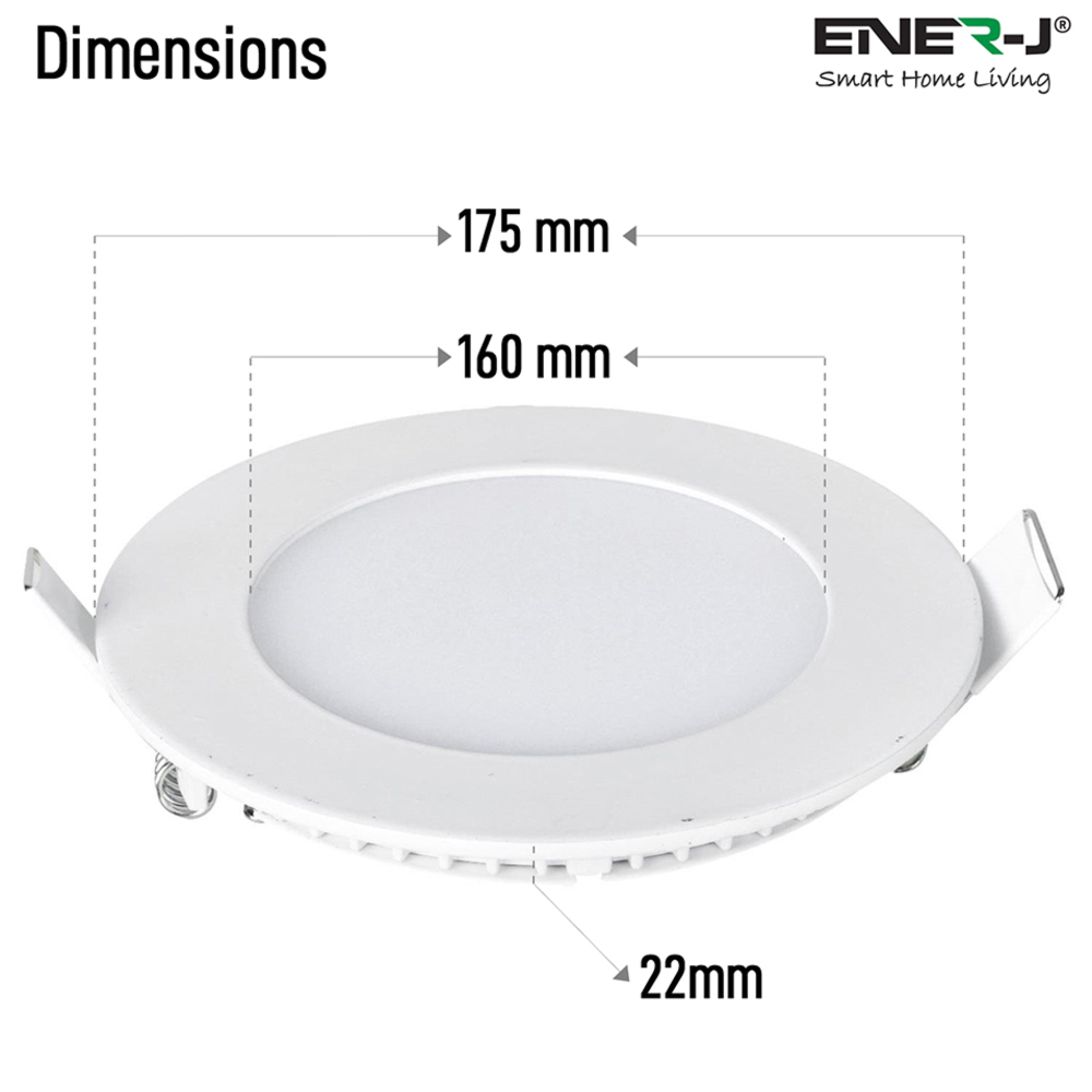 ENER-J 12W 6000K LED Panel Round Recessed Ceiling Downlight 4 Pack Image 5