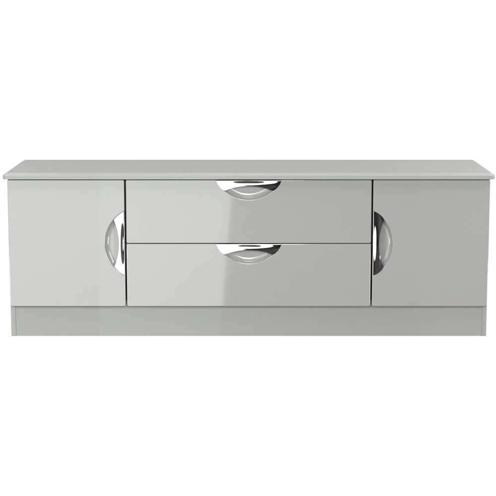 Crowndale Camden 2 Door 2 Drawer Grey Gloss and Dusk Grey Wide TV Unit Ready Assembled Image 2