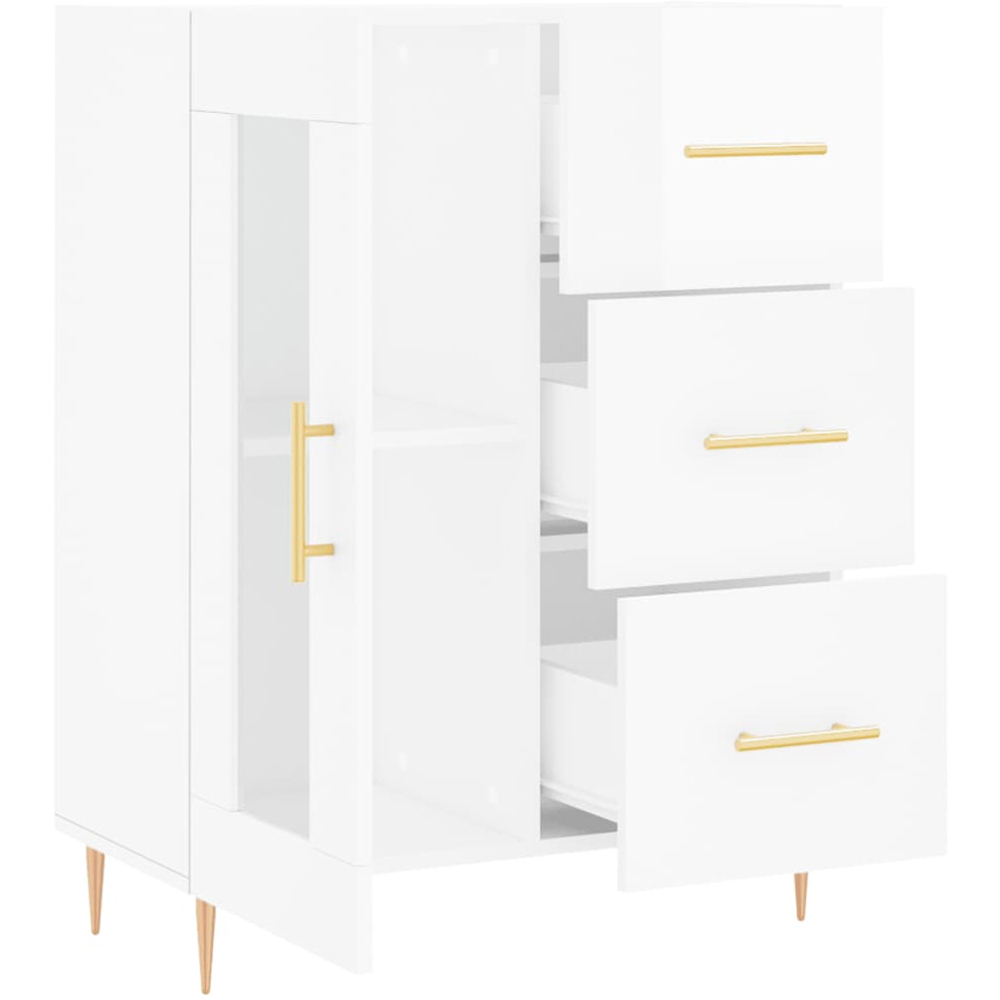vidaXL Single Glass Door 3 Drawer White Sideboard Image 6