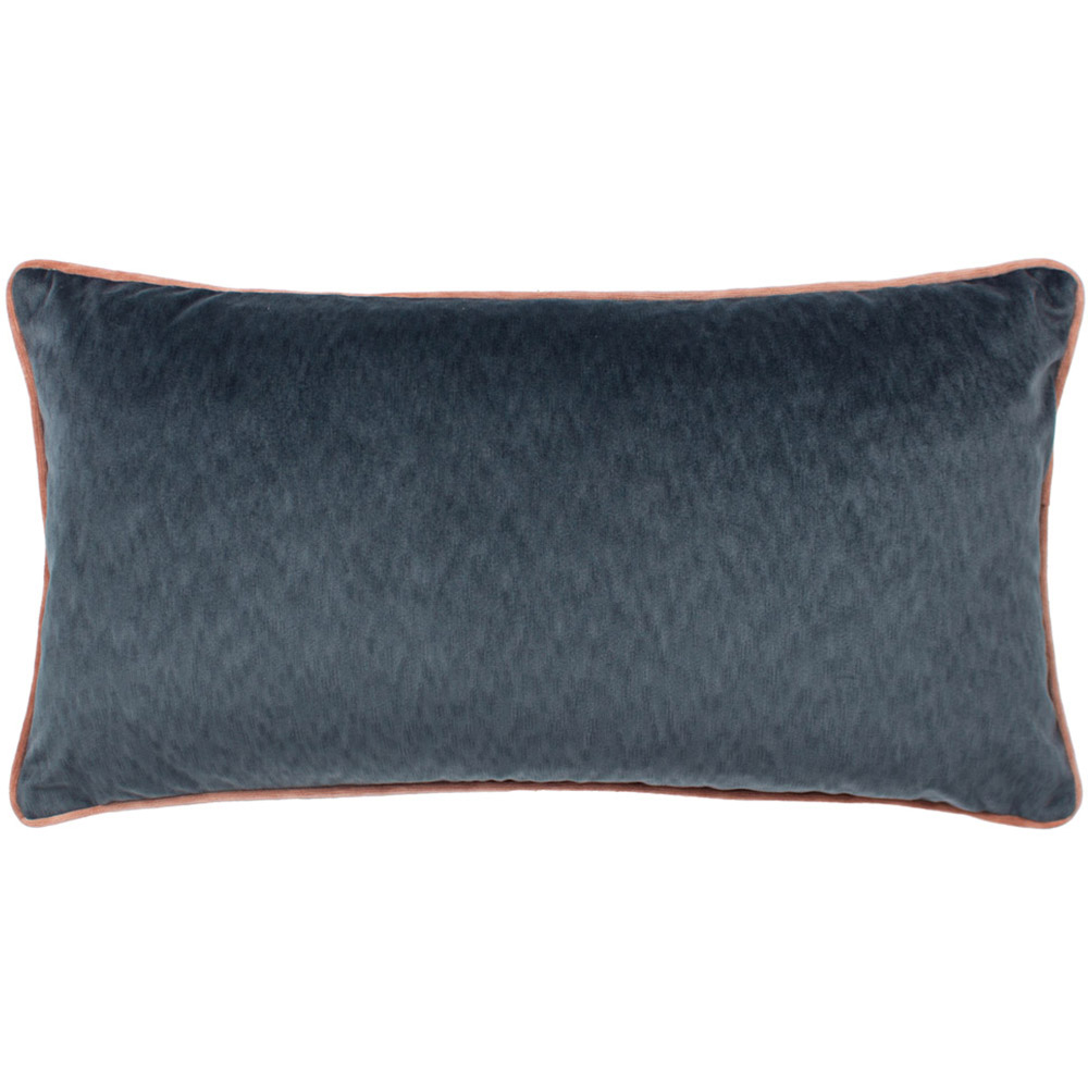 Paoletti Torto Slate Blue and Blush Velvet Touch Piped Cushion Image 1