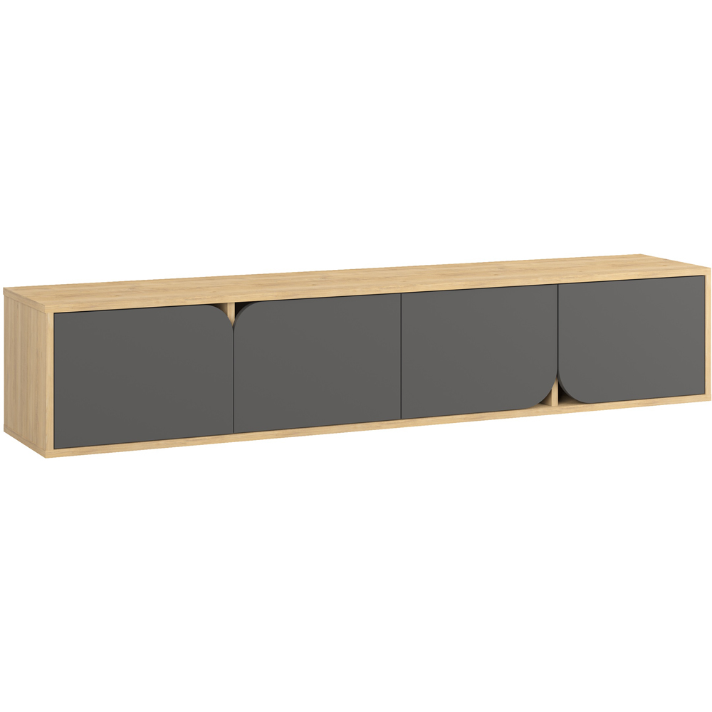 Decortie Spark 4 Door Oak Anthracite Grey Modern TV Unit Image 2
