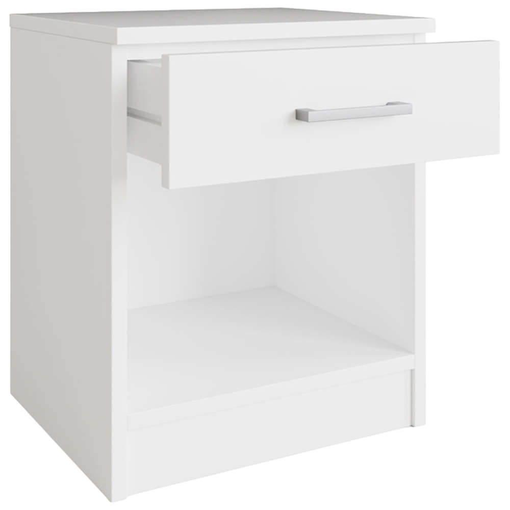 GFW Bailey Single Drawer Single Shelf White Bedside Table Set of 2 Image 5