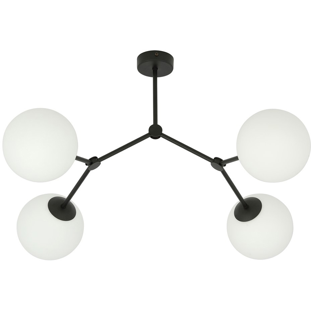 Emibig Space 4 Light White Shade Black E14 Ceiling Light Image 1