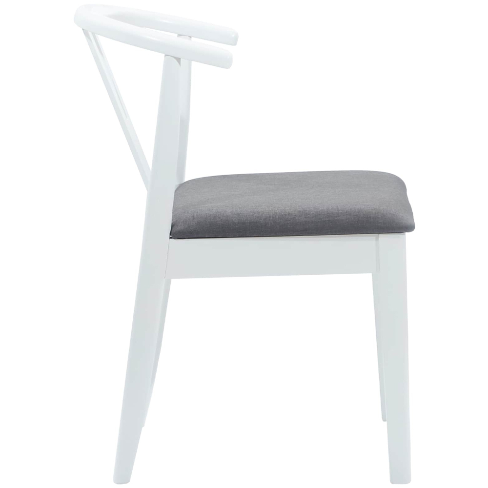 vidaXL Set of 2 White and Grey Rubberwood Dining Chairs Image 6