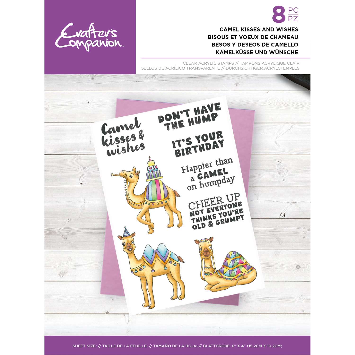 Crafter's Companion Clear Acrylic Stamps - Camel Kisses and Wishes Image 1