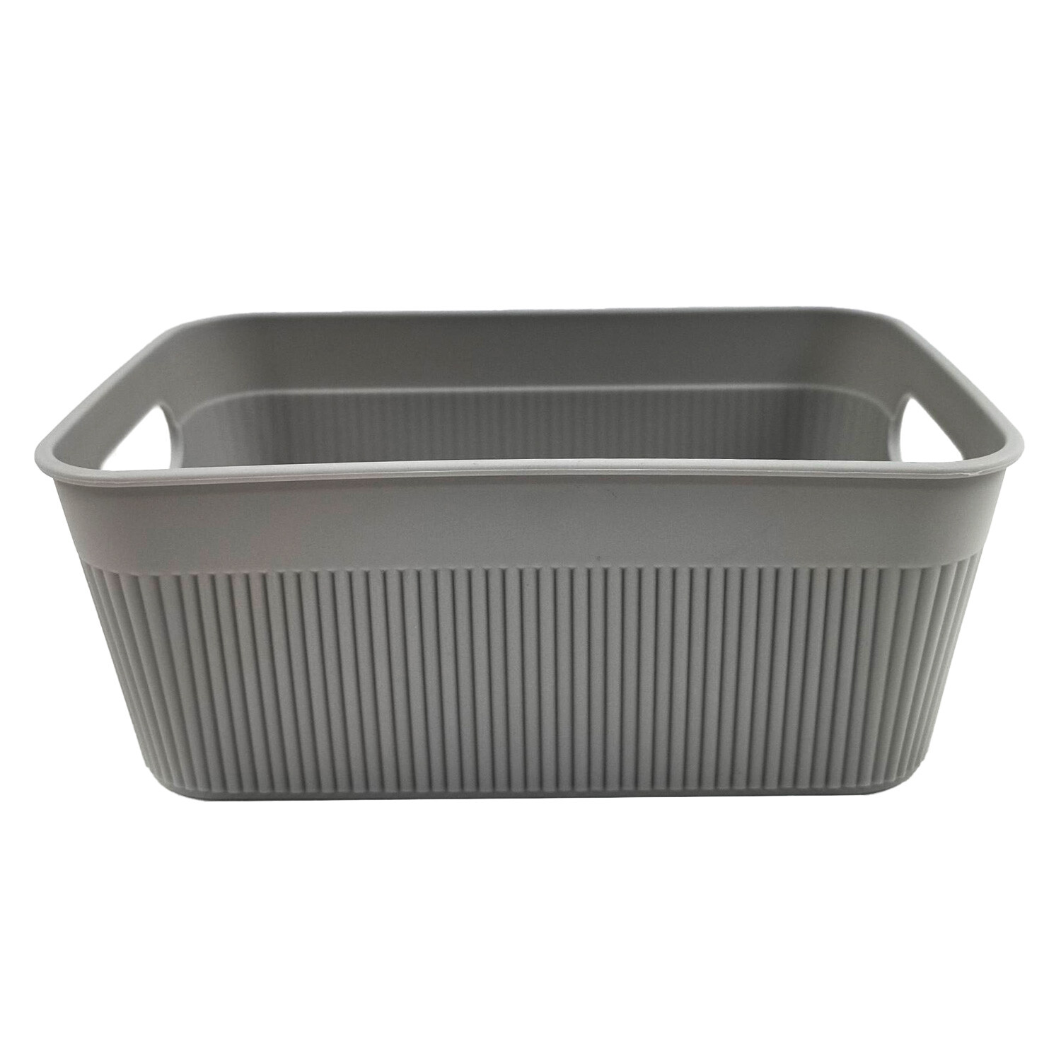 My Home Grey Stripe Medium Storage Basket Image 2