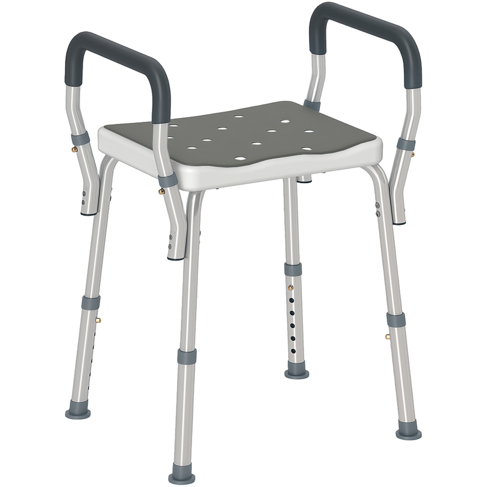 HOMCOM Grey Aluminium Height Adjustable Bath Chair Image 1