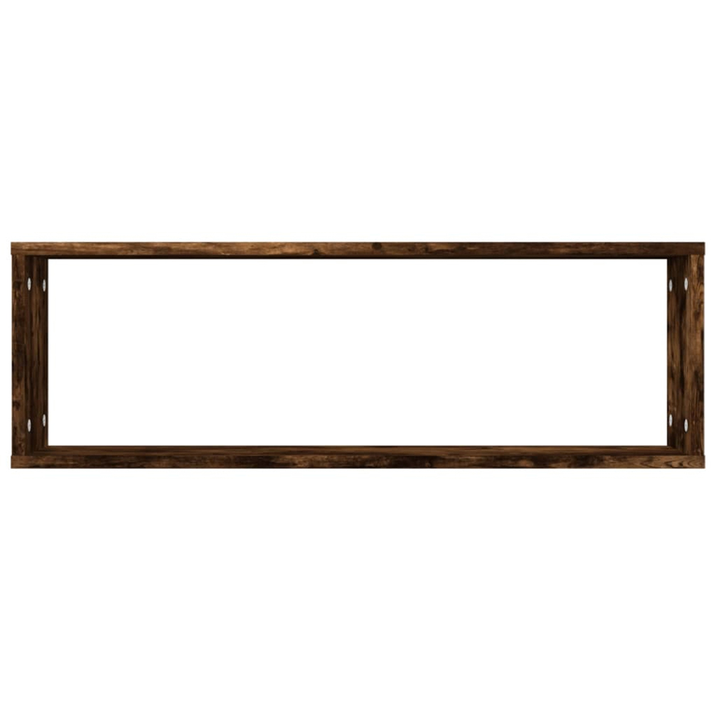 vidaXL 80 x 15 x 26.5cm Smoked Oak Wooden Wall Shelf 2 Pack Image 5