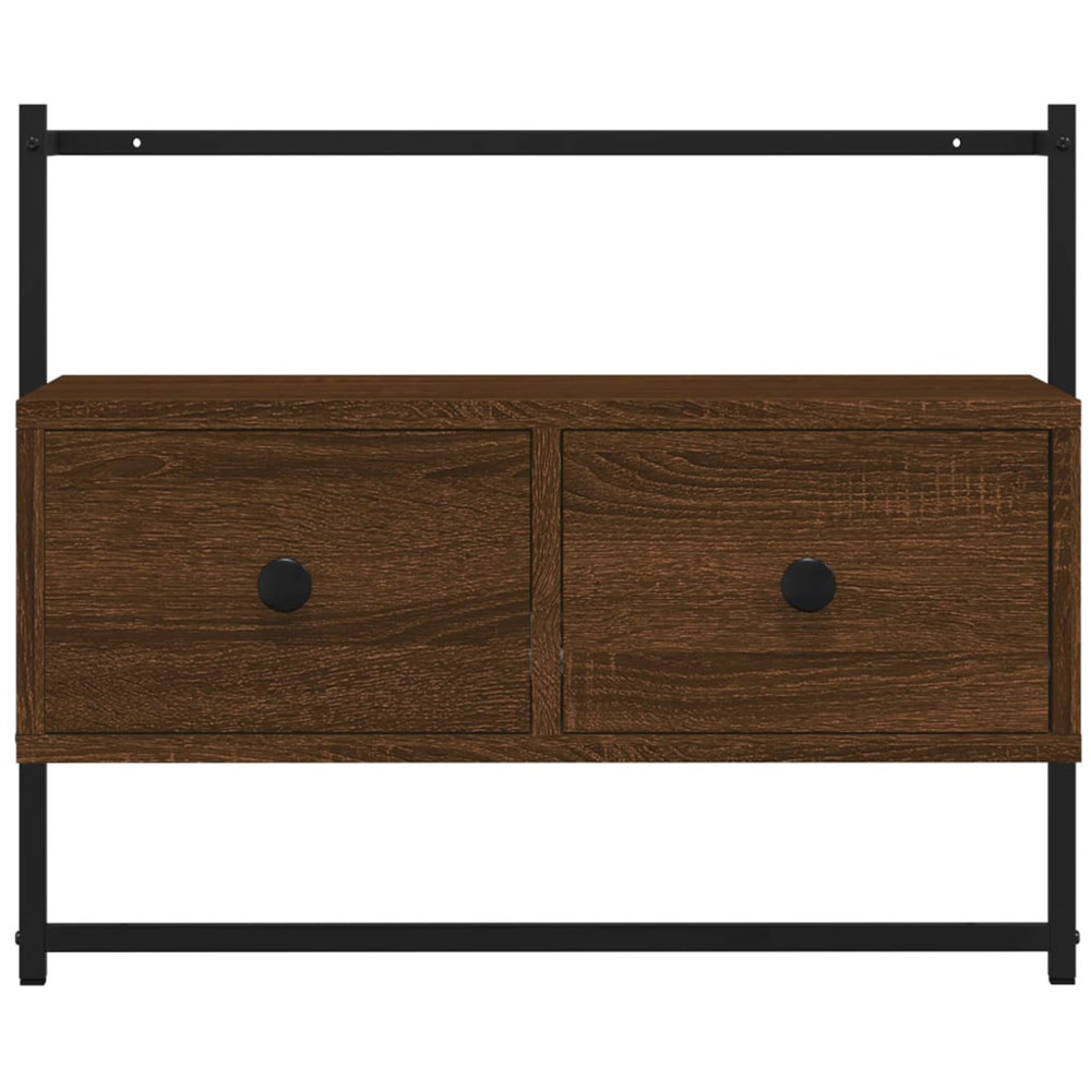 vidaXL 2 Drawer Brown Oak and Black Wall Mounted TV Cabinet Image 6