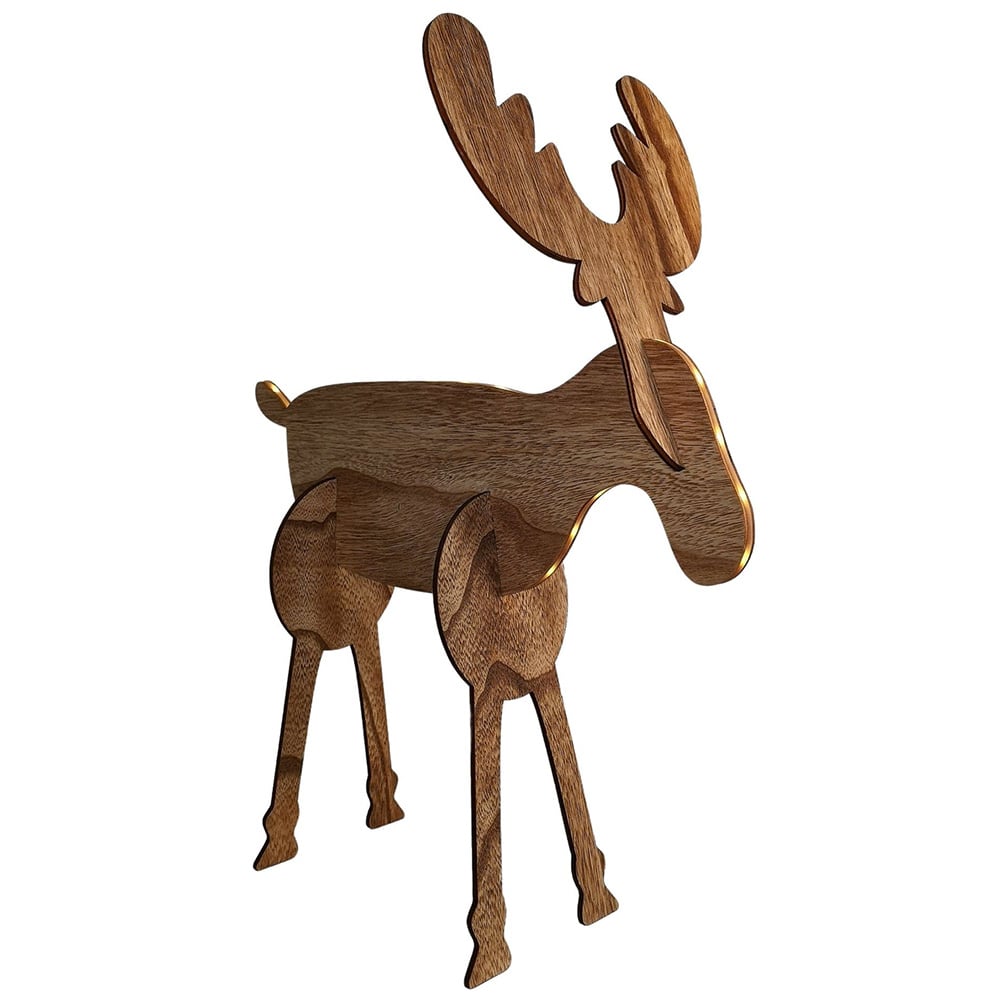 Samuel Alexander 3D Wooden Reindeer LED Christmas Decoration Image 1