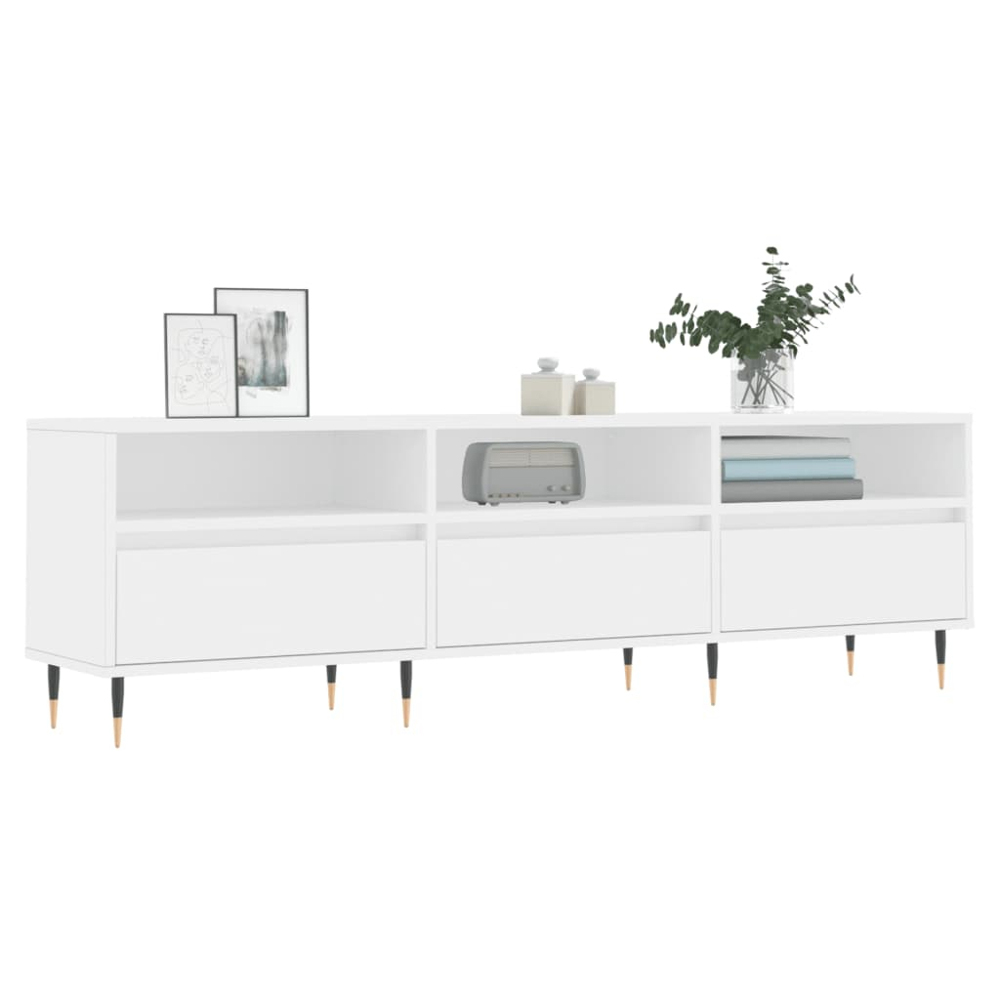 vidaXL 3 Door 3 Shelf White TV Cabinet Image 3