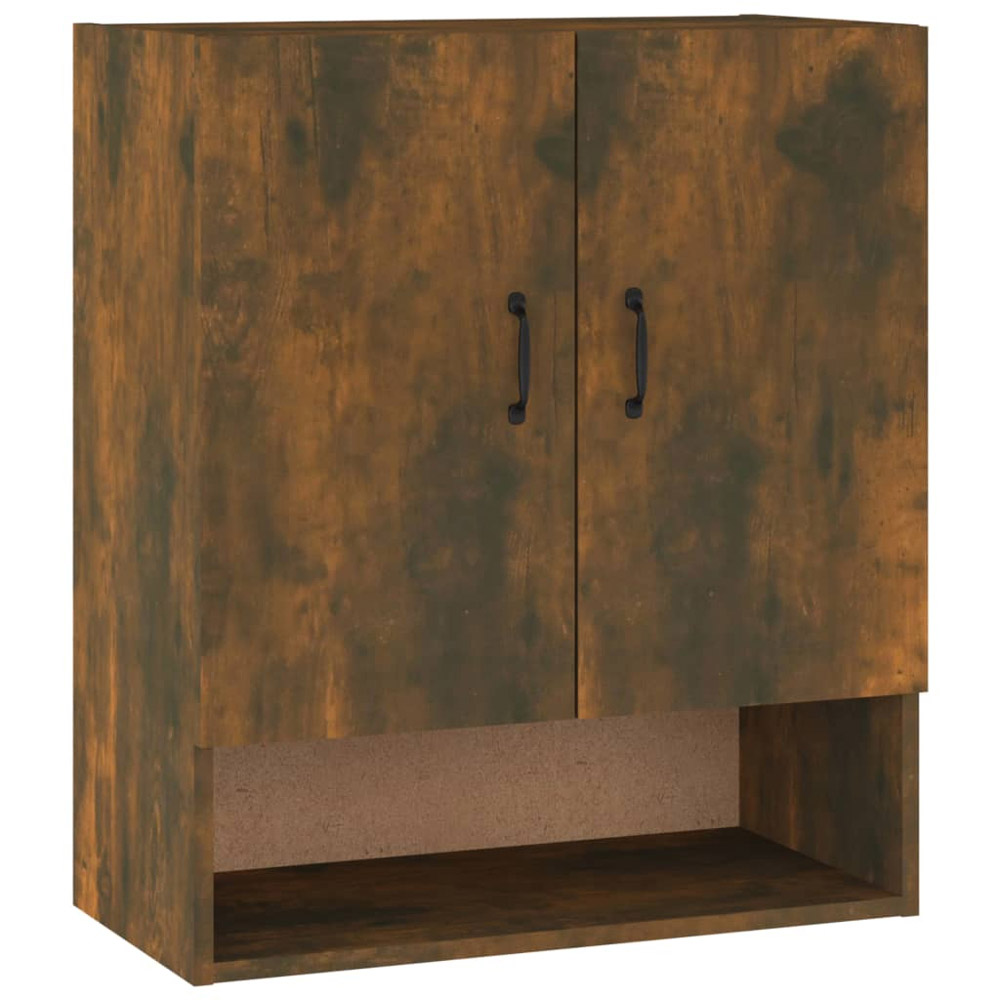 vidaXL 2 Door Single Shelf Smoked Oak Wall Cabinet Image 2