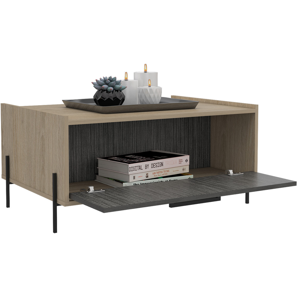 Core Products Harvard Single Door Washed Oak and Carbon Grey Coffee Table Image 4
