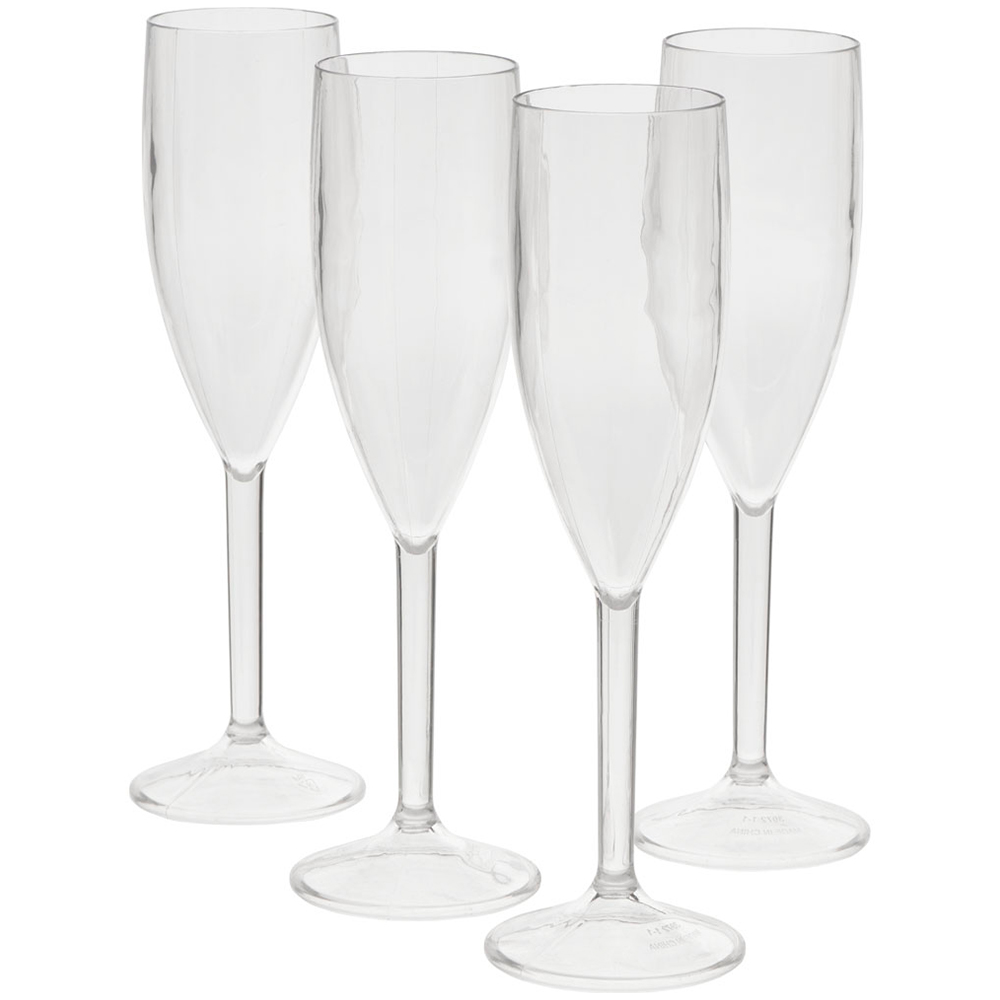 Wilko Clear Plastic Champagne Flute 4 Pack Image 1