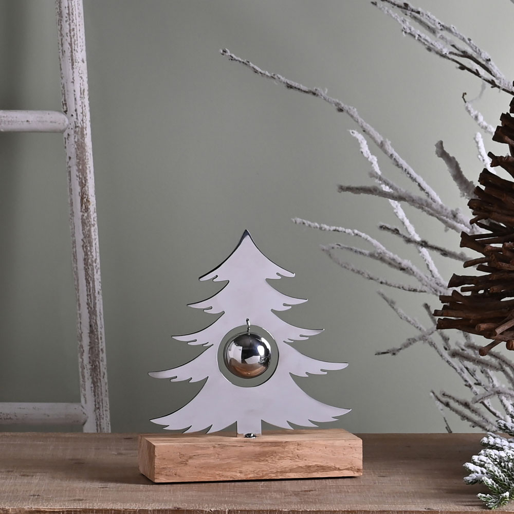 The Christmas Gift Co Silver Christmas Tree with Bauble Image 2