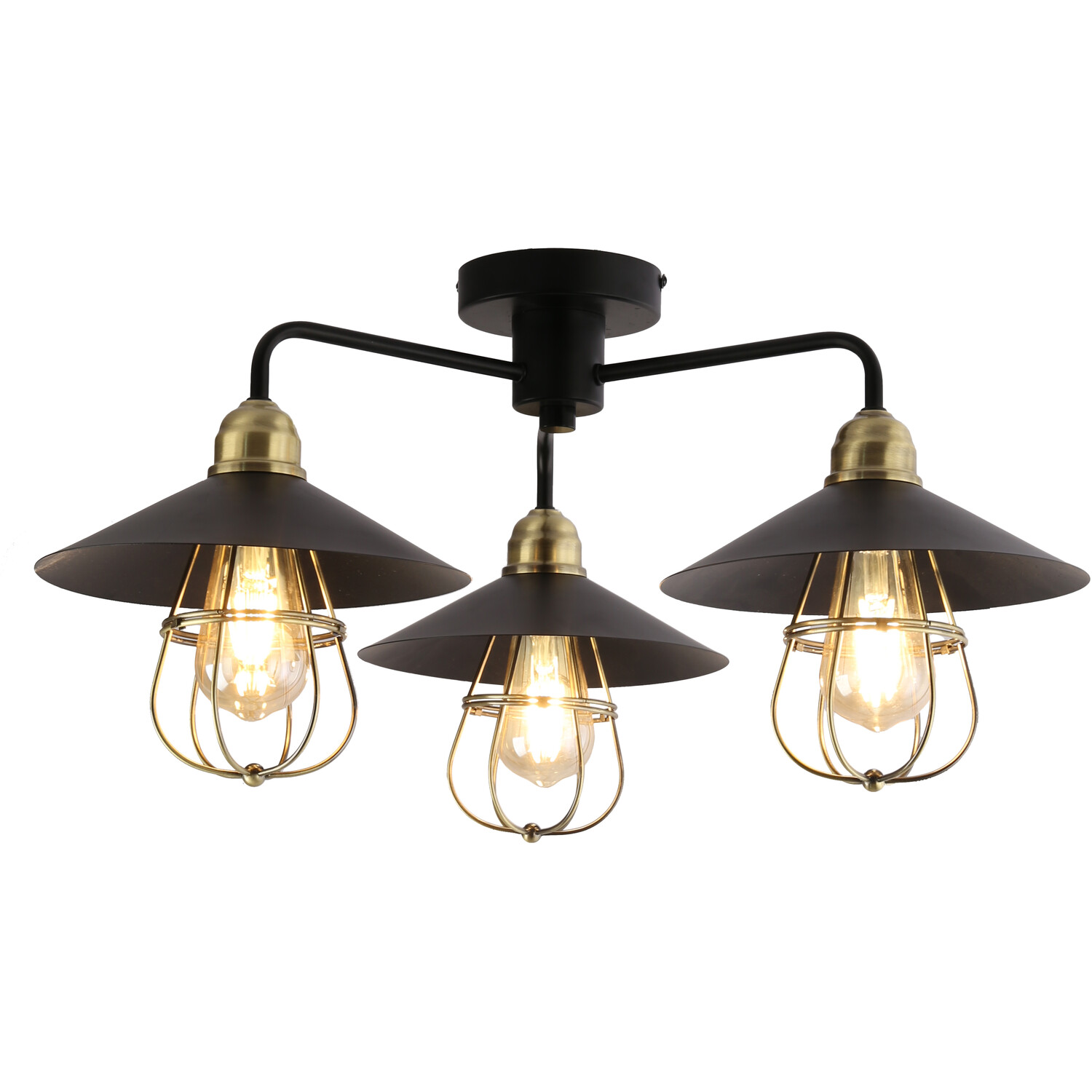 Dylan 3 Arm Ceiling Fitting Black Image 1