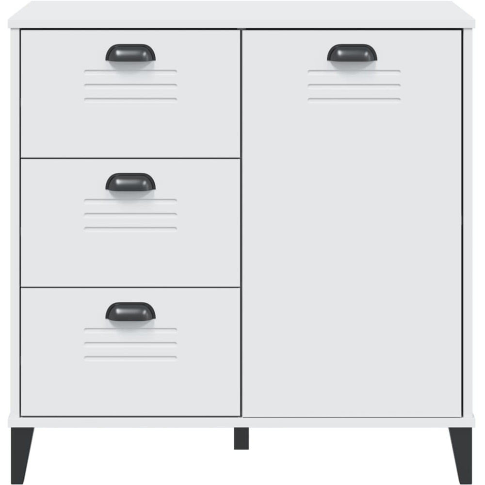vidaXL Viken Single Door 3 Drawer White Industrial Style Sideboard Image 5