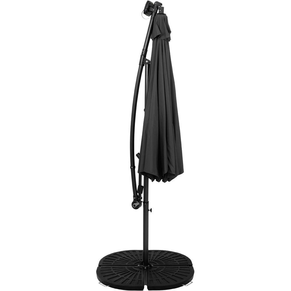 MonsterShop Grey LED Cantilever Parasol with Full Fan Base 3m Image 3
