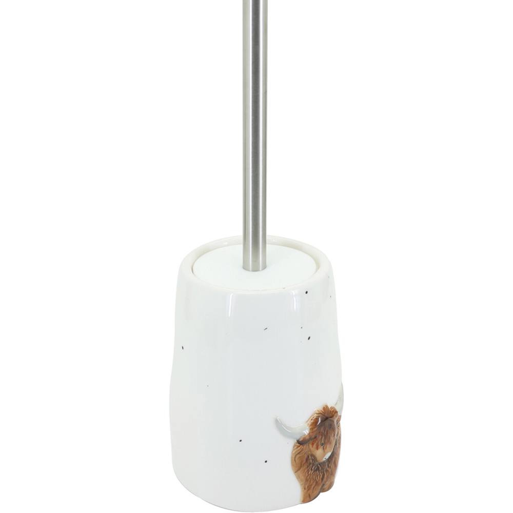 Highland Cow Toilet Brush Holder White Image 2