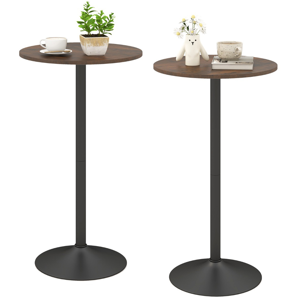Costway Round Top Pub and Bar Table Rustic Brown Image 3