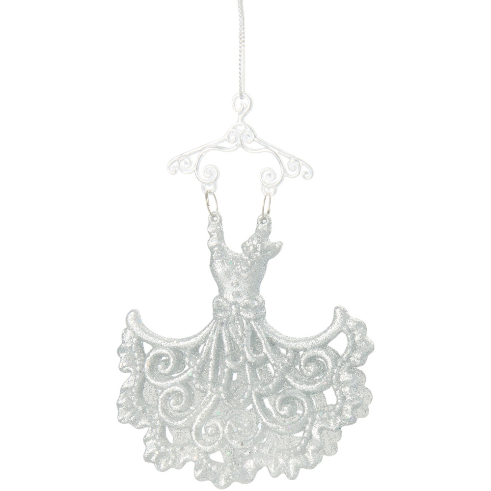 Silver Glitter Dress Hanging Decoration Image 3