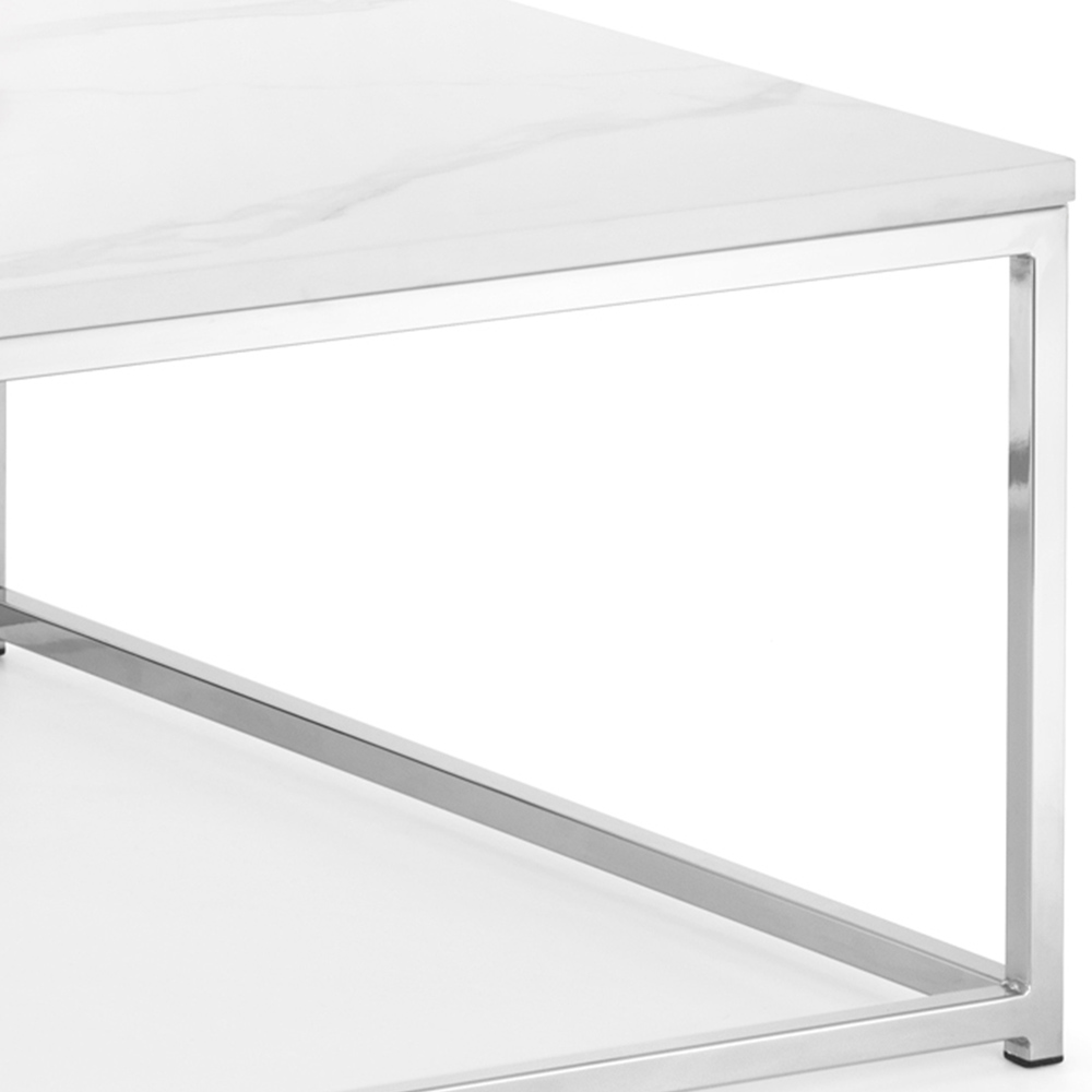 Julian Bowen Scala Chrome and White Marble Top Coffee Table Image 5