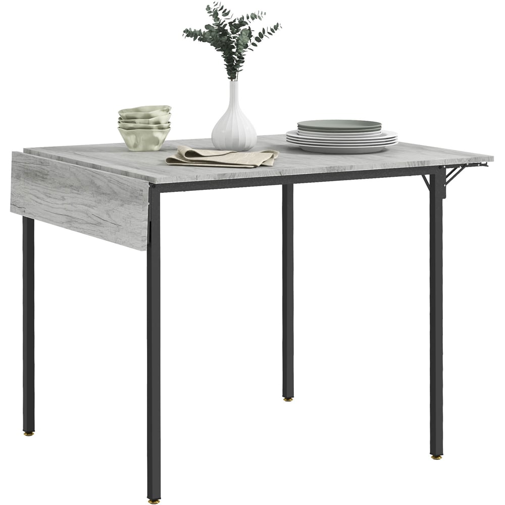 HOMCOM 4 Seater Grey Foldable Drop Leaf Dining Table Image 2